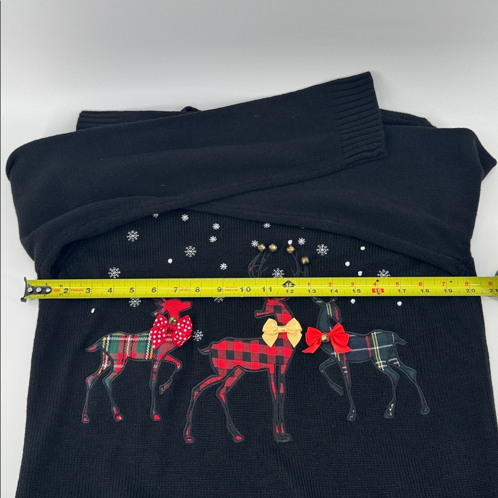 Karen Scott Patchwork‎ Reindeer Sweater Crewneck Size Large - Picture 7 of 8